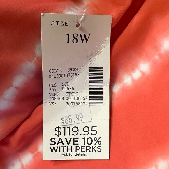 NWT Catherine's Tie Dye Tiered Swim Dress Coral Striped Plus Size 18W - Picture 12 of 12